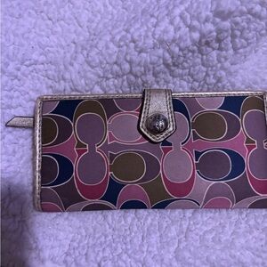 Coach Pink and Blue Signature Wallet